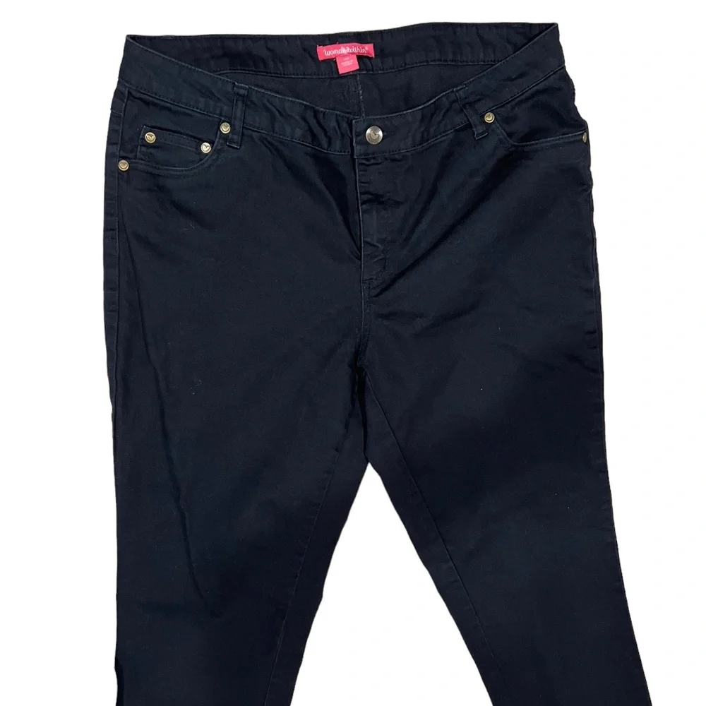 Woman Within Black Jeans 5 Pocket style w Stretch size 14W 25" Inseam Boot Cut - Picture 2 of 9